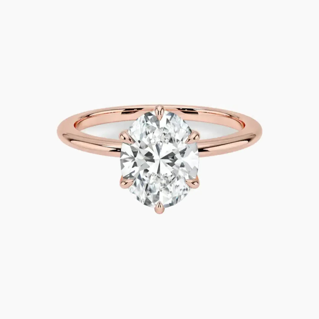 Faye Oval Solitaire 3 Carat Lab Grown Diamond Engagement Ring in 14K White Gold