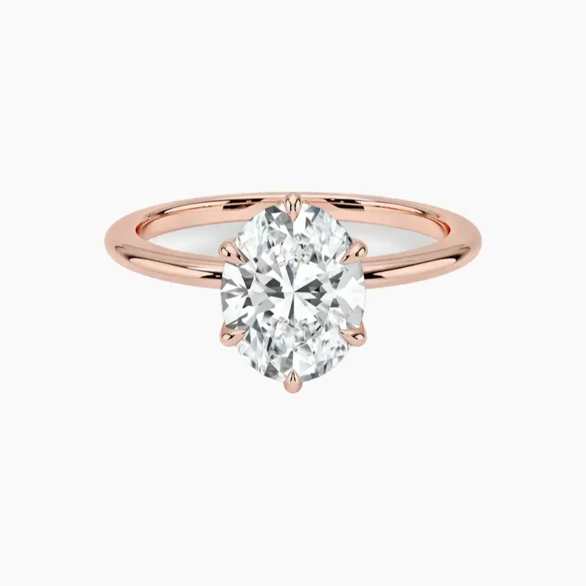 Faye Oval Solitaire 1 Carat Lab Grown Diamond Engagement Ring in 14K Rose Gold