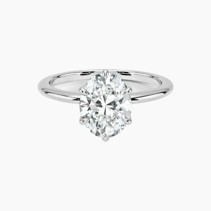 Faye Oval Solitaire 3 Carat Lab Grown Diamond Engagement Ring in 18K White Gold