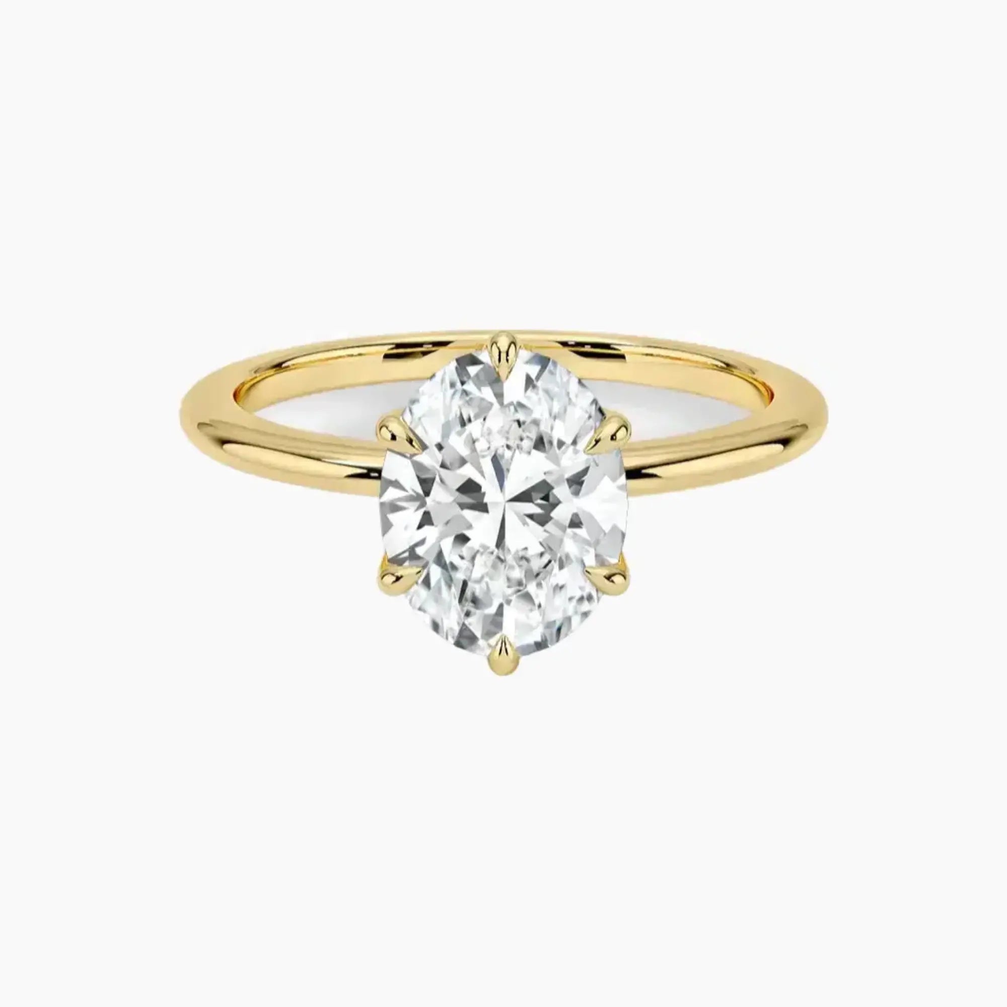 Faye Oval Solitaire 3 Carat Lab Grown Diamond Engagement Ring in 14K Yellow Gold