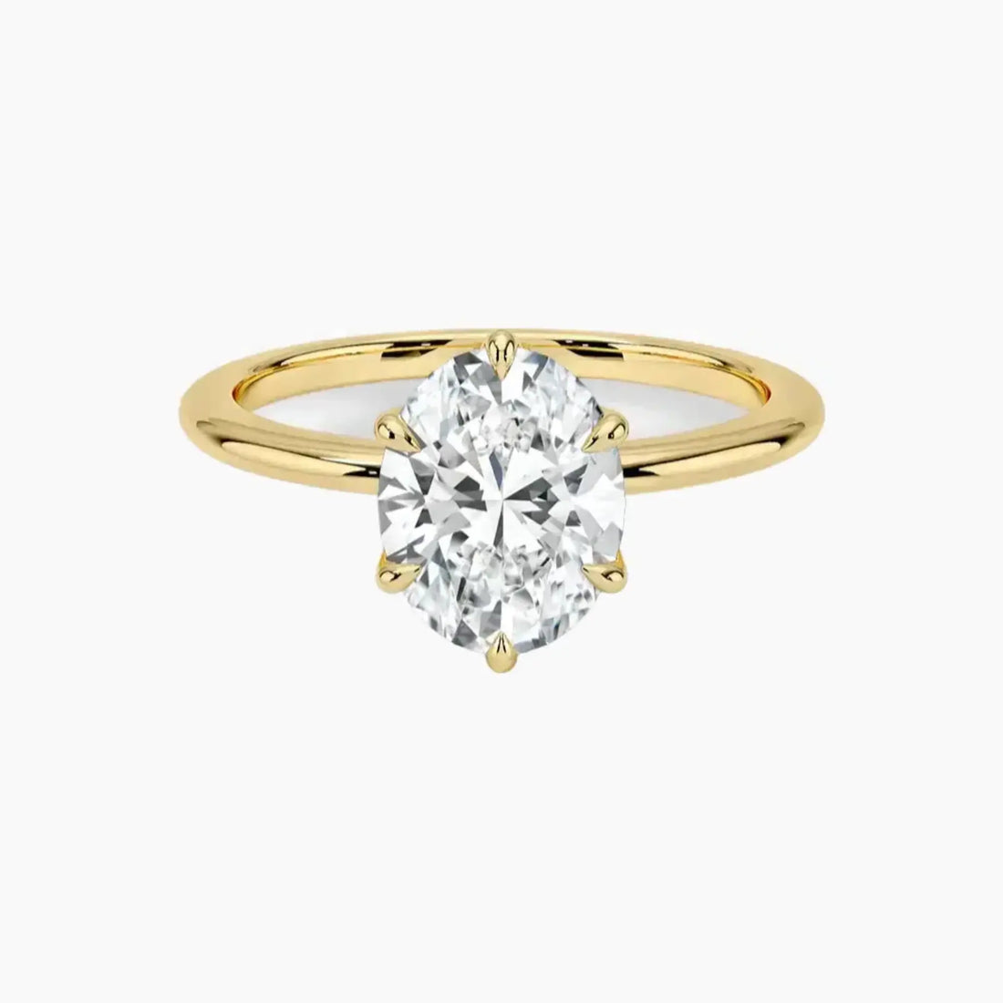 Faye Oval Solitaire Diamond Ring Setting in 14K Yellow Gold