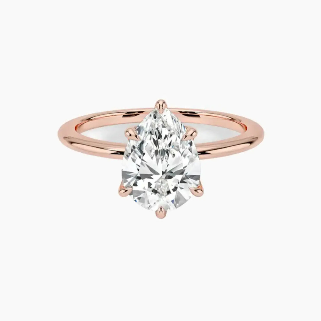 Faye Pear Solitaire Diamond Ring Setting in 18K Rose Gold