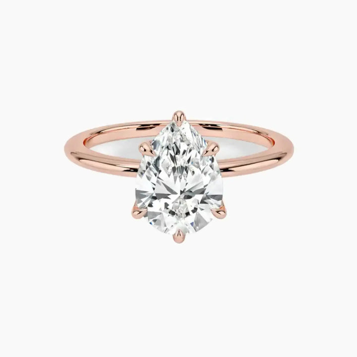 Faye Pear Solitaire 2 Carat Lab Grown Diamond Engagement Ring in 14K Rose Gold