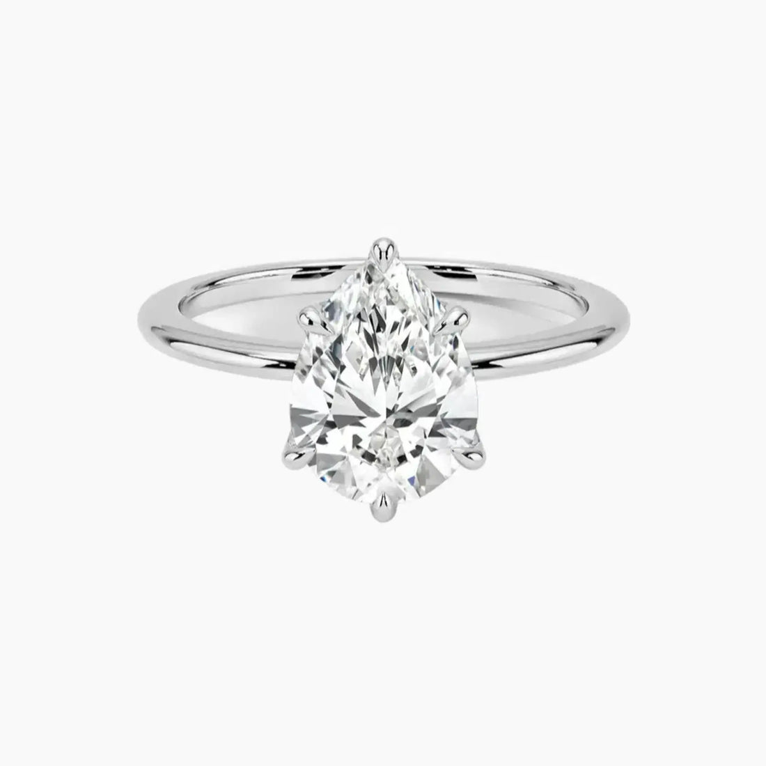 Faye Pear Solitaire 2.5 Carat Lab Grown Diamond Engagement Ring in 14K White Gold