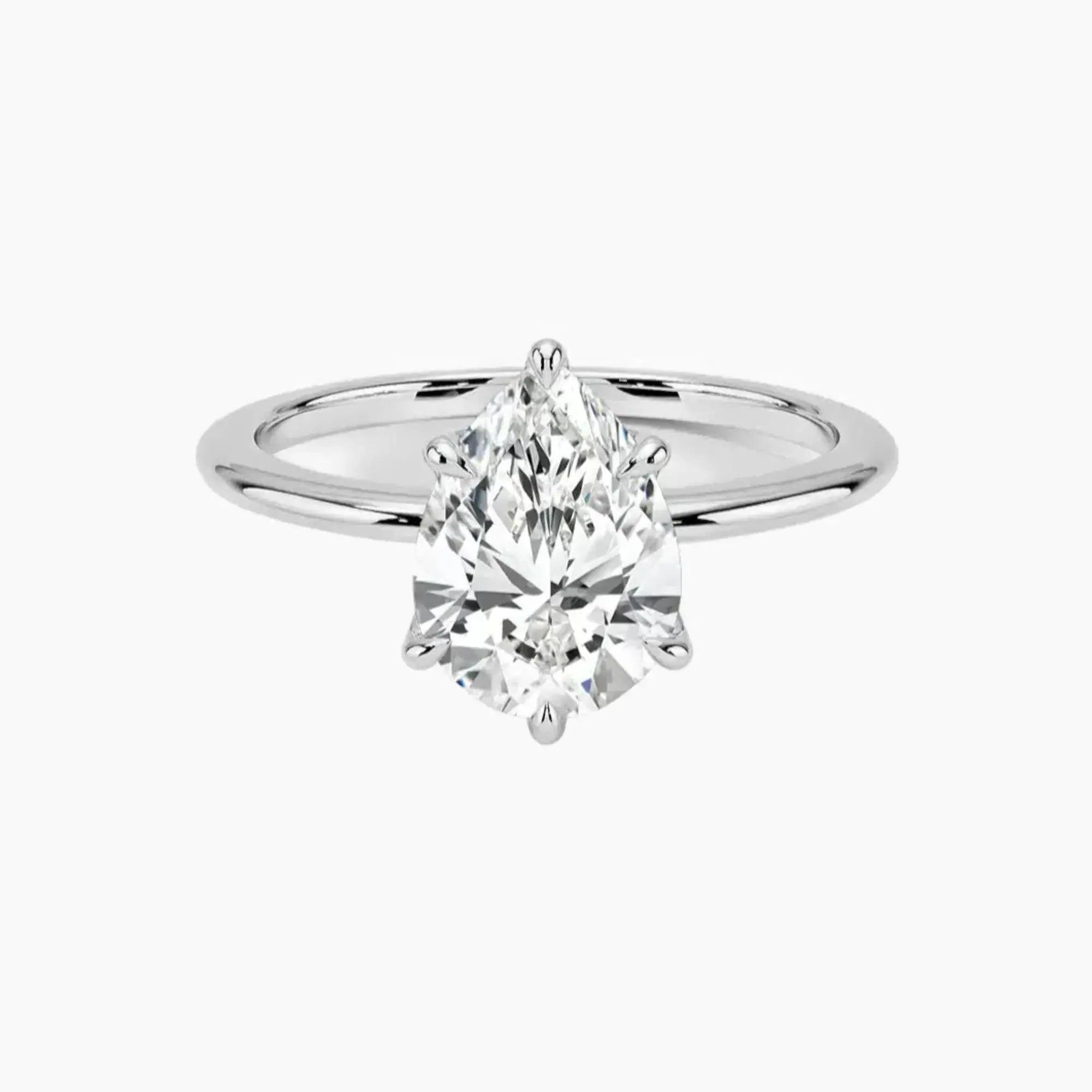 Faye Pear Solitaire Diamond Ring Setting in 14K White Gold