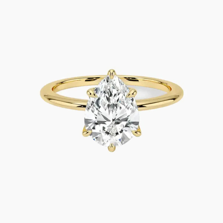 Faye Pear Solitaire 2 Carat Lab Grown Diamond Engagement Ring in 14K Yellow Gold