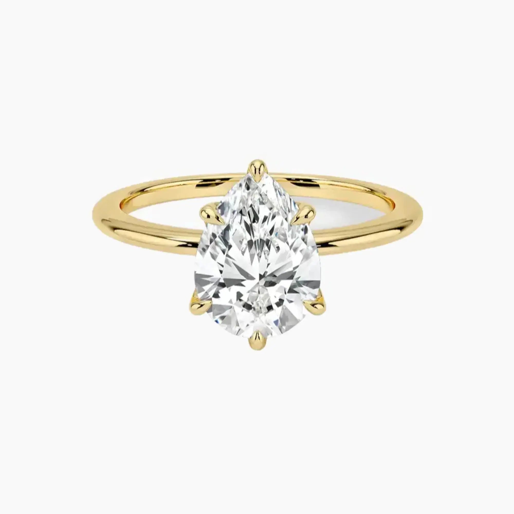 Faye Pear Solitaire 1 Carat Lab Grown Diamond Engagement Ring in 18K White Gold