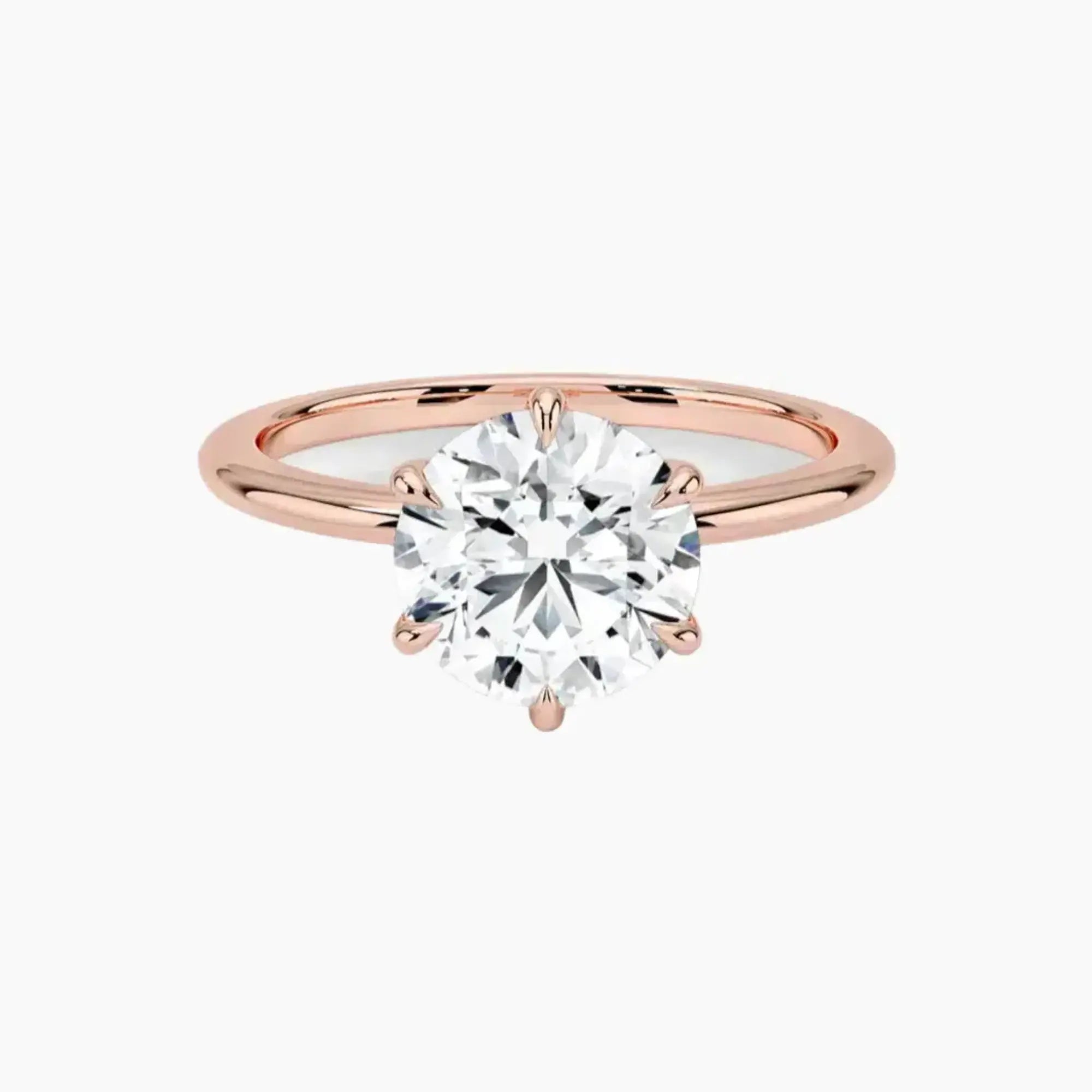Faye Round Solitaire 1.5 Carat Lab Grown Diamond Engagement Ring in 18K Rose Gold
