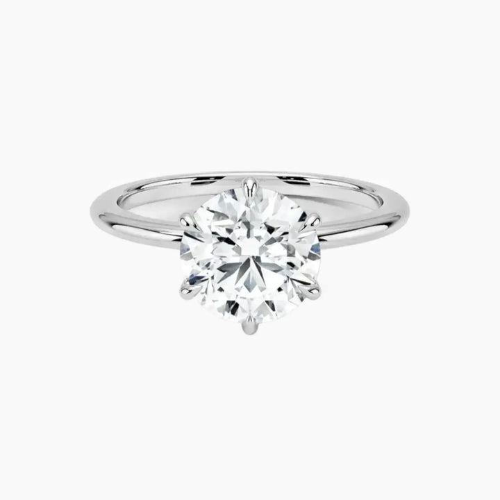 Faye Round Solitaire 3 Carat Lab Grown Diamond Engagement Ring in 18K White Gold