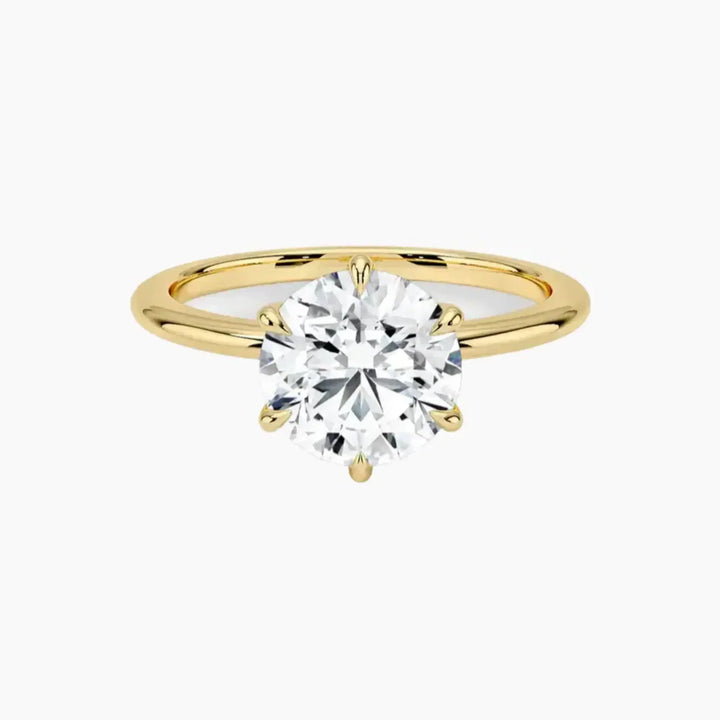 Faye Round Solitaire 3 Carat Lab Grown Diamond Engagement Ring in 18K Yellow Gold
