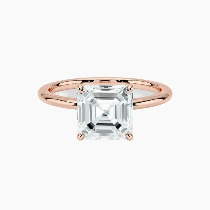 Brielle Asscher Solitaire 2.5 Carat Lab Grown Diamond Engagement Ring in 18K Rose Gold