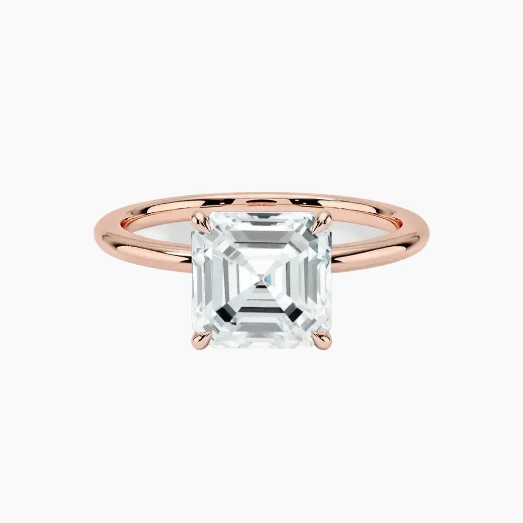 Brielle Asscher Solitaire 3 Carat Lab Grown Diamond Engagement Ring in 18K Yellow Gold