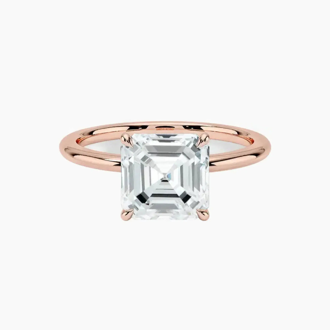 Brielle Asscher Solitaire Diamond Ring Setting in 14K Rose Gold