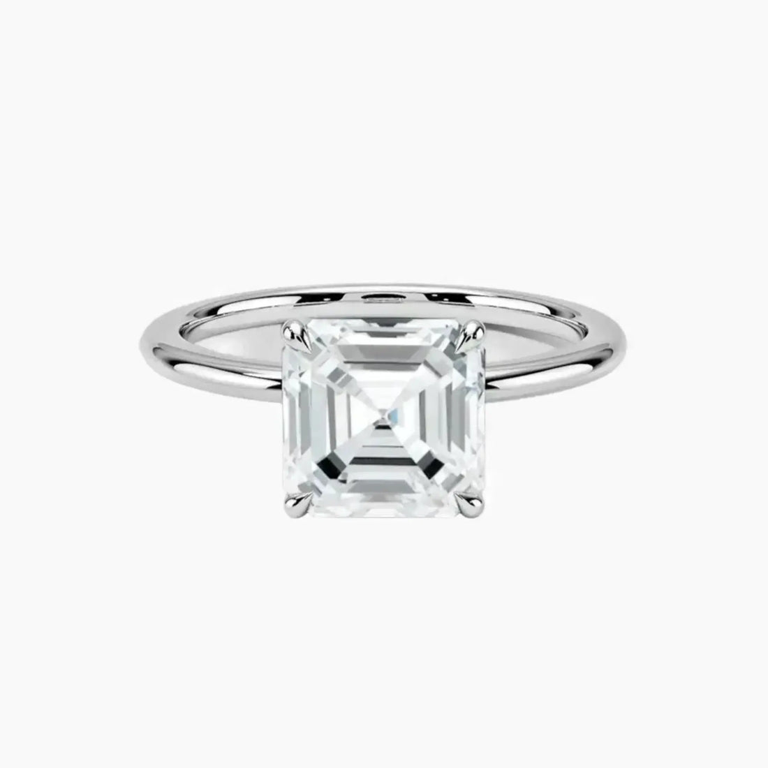 Brielle Asscher Solitaire Diamond Ring Setting in 14K White Gold