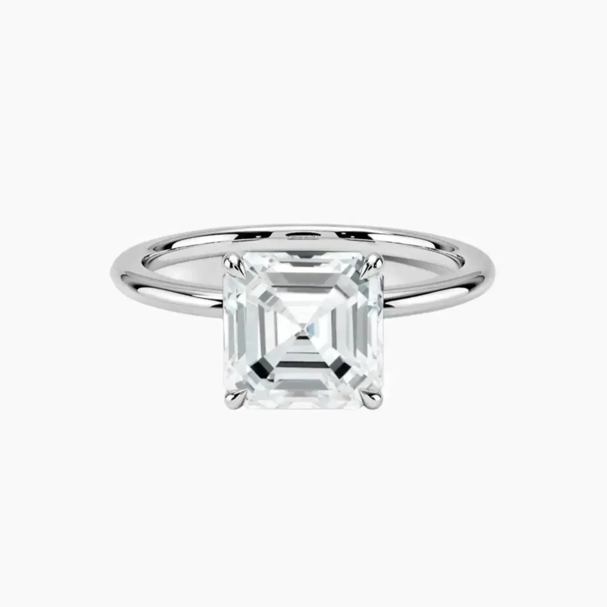 Brielle Asscher Solitaire 1 Carat Lab Grown Diamond Engagement Ring in 14K White Gold