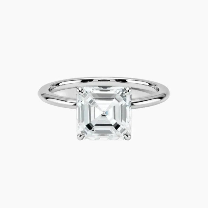 Brielle Asscher Solitaire 1 Carat Lab Grown Diamond Engagement Ring in 14K White Gold