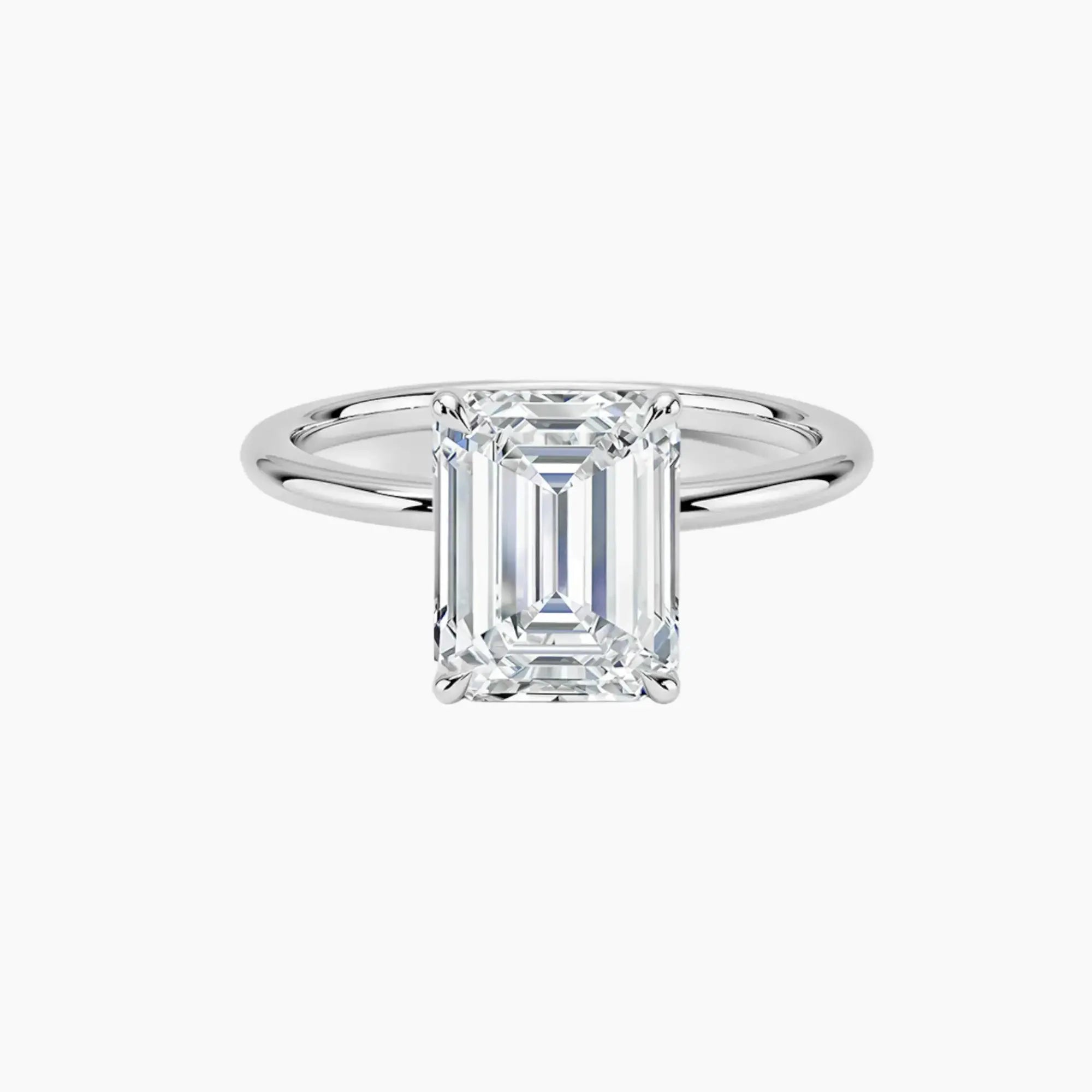Brielle Emerald Solitaire 1 Carat Lab Grown Diamond Engagement Ring in 14K White Gold