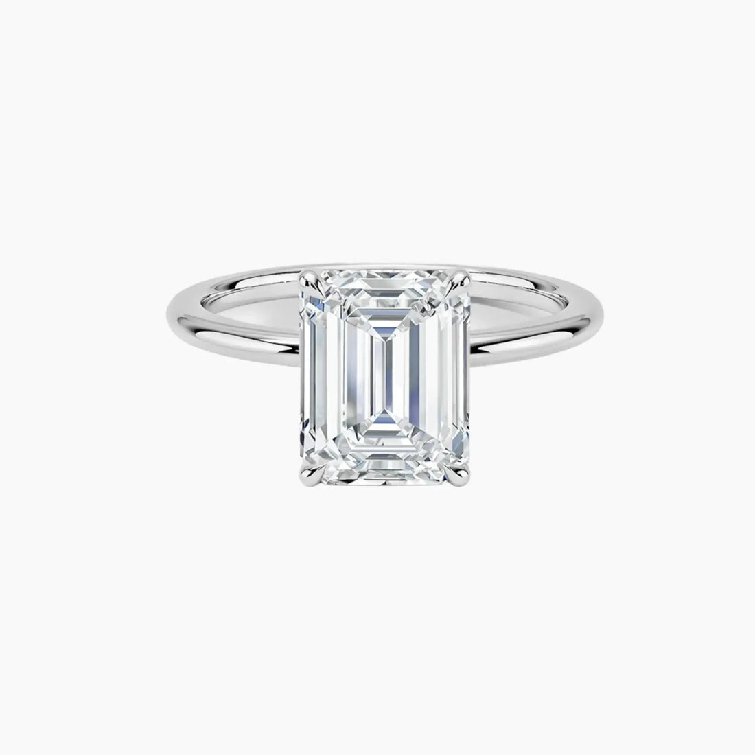 Brielle Emerald Solitaire Diamond Ring Setting in 14K White Gold
