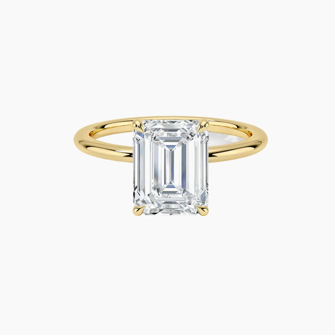 Brielle Emerald Solitaire Diamond Ring Setting in 14K Yellow Gold
