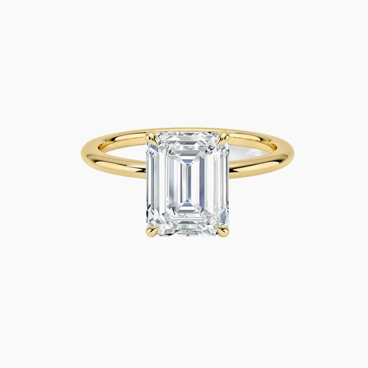 Brielle Emerald Solitaire 3 Carat Lab Grown Diamond Engagement Ring in 18K Yellow Gold