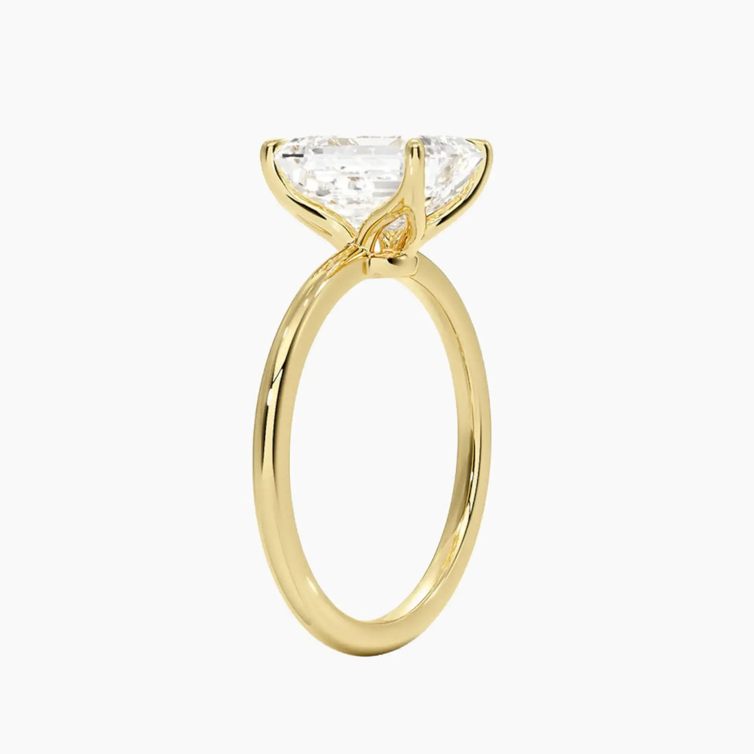 Brielle Emerald Solitaire Diamond Ring Setting in 18K Rose Gold