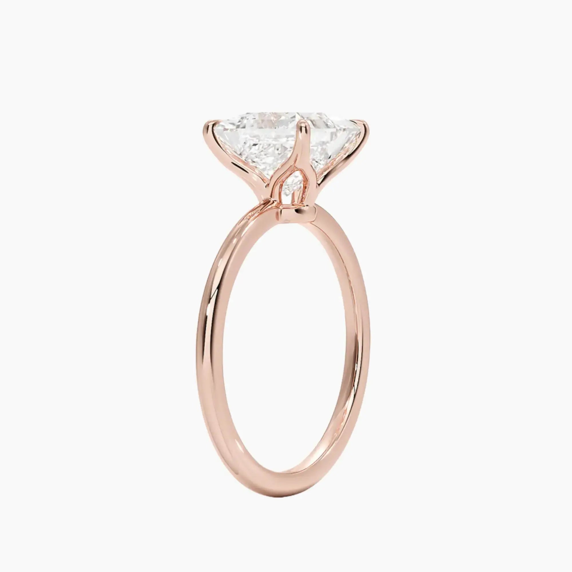 Brielle Princess Solitaire Diamond Ring Setting in 18K Rose Gold