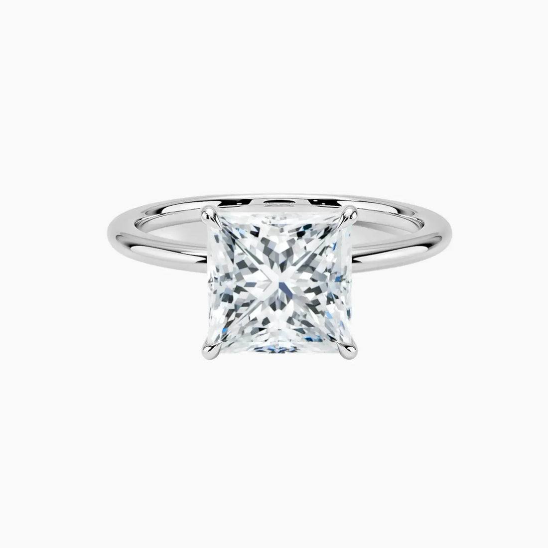 Brielle Princess Solitaire Diamond Ring Setting in 18K White Gold