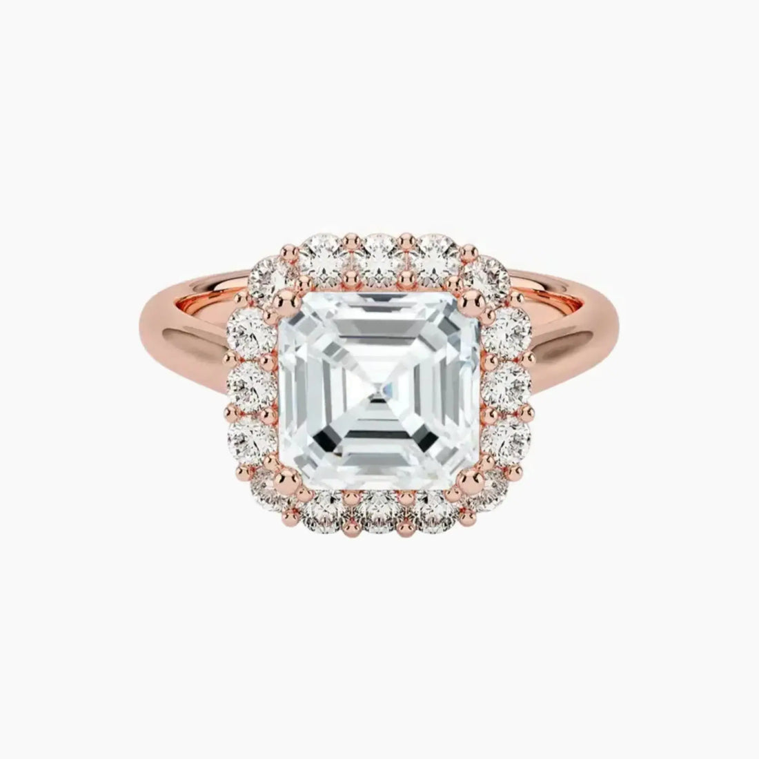 Fiora Asscher Designer 2.5 Carat Lab Grown Diamond Engagement Ring in 14K Rose Gold