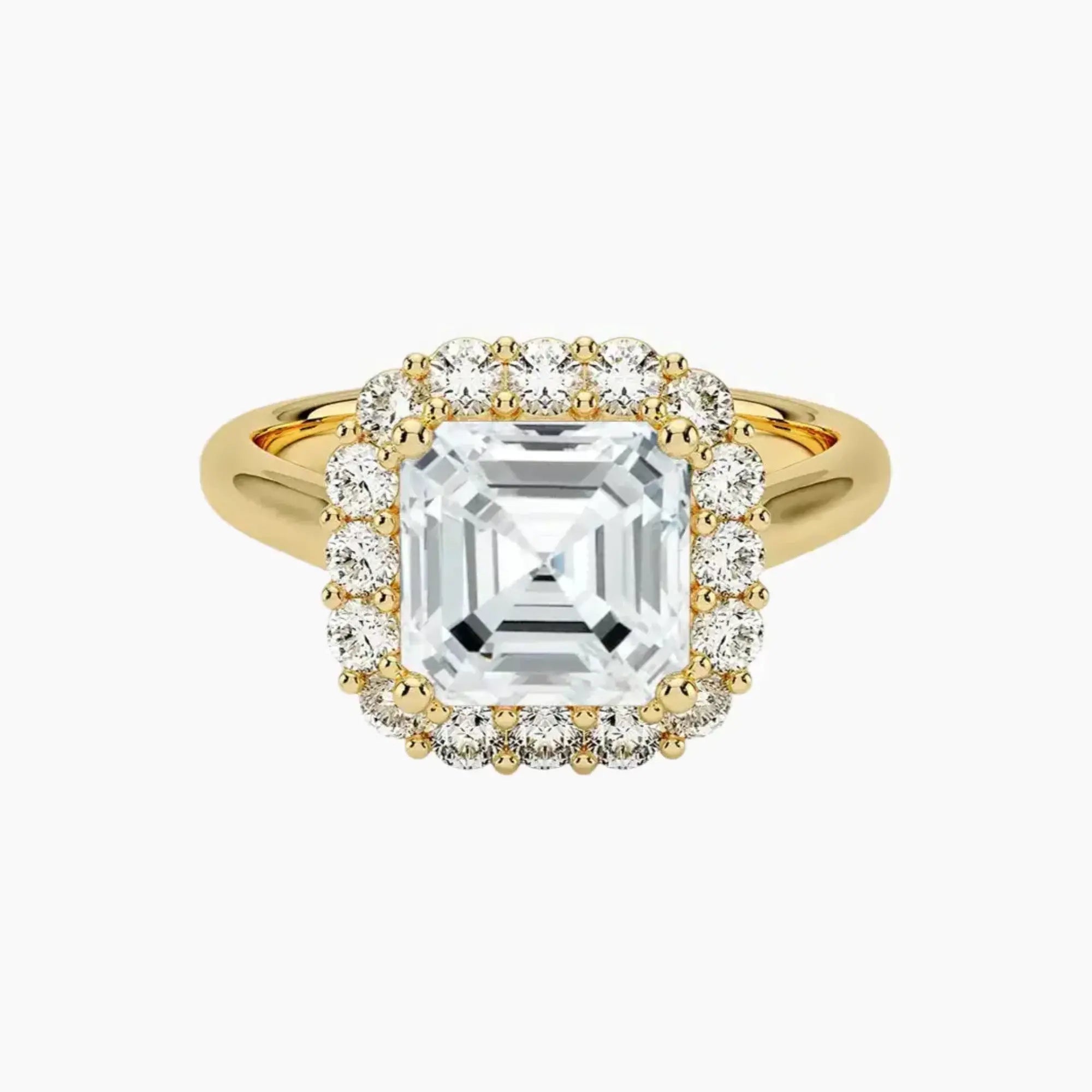 Fiora Asscher Designer 1.5 Carat Lab Grown Diamond Engagement Ring in 18K Yellow Gold