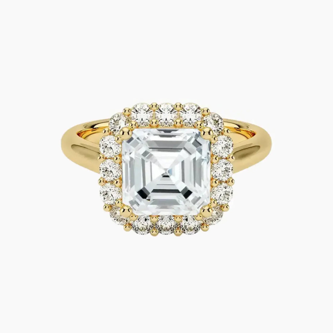 Fiora Asscher Designer 2 Carat Lab Grown Diamond Engagement Ring in 18K Yellow Gold