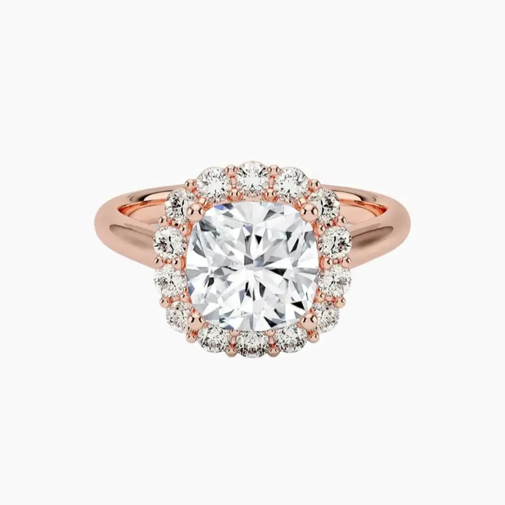 Fiora Cushion Designer 3 Carat Lab Grown Diamond Engagement Ring in 14K Rose Gold