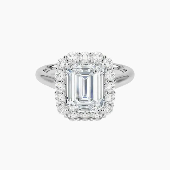 Fiora Emerald Designer 2.5 Carat Lab Grown Diamond Engagement Ring in 18K White Gold