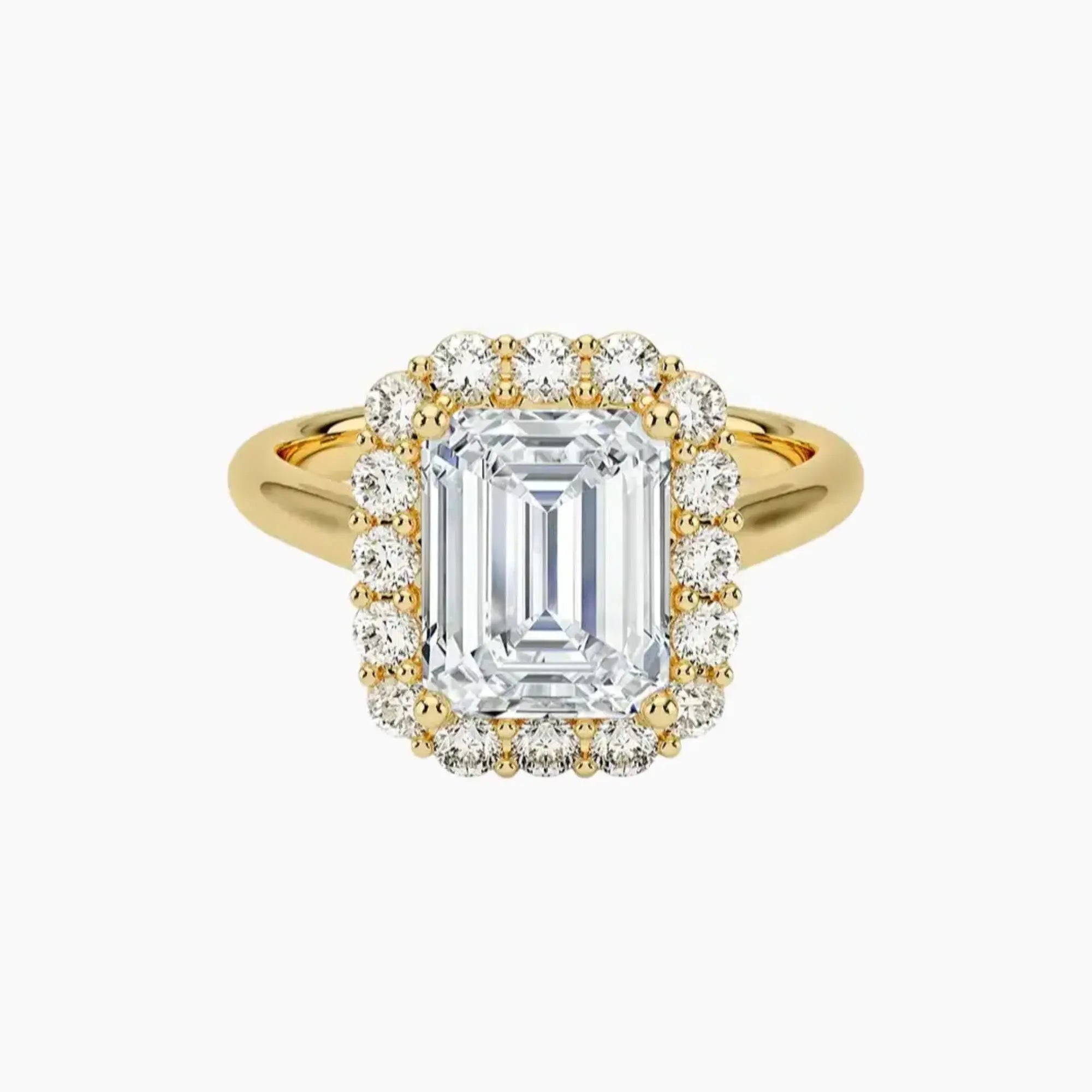 Fiora Emerald Designer 2 Carat Lab Grown Diamond Engagement Ring in 18K White Gold