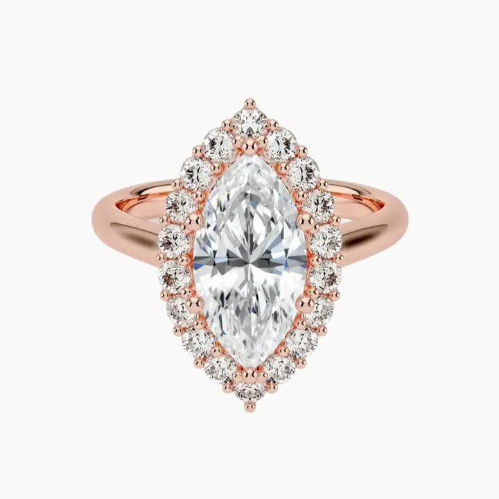 Fiora Marquise Designer 3 Carat Lab Grown Diamond Engagement Ring in 14K Rose Gold