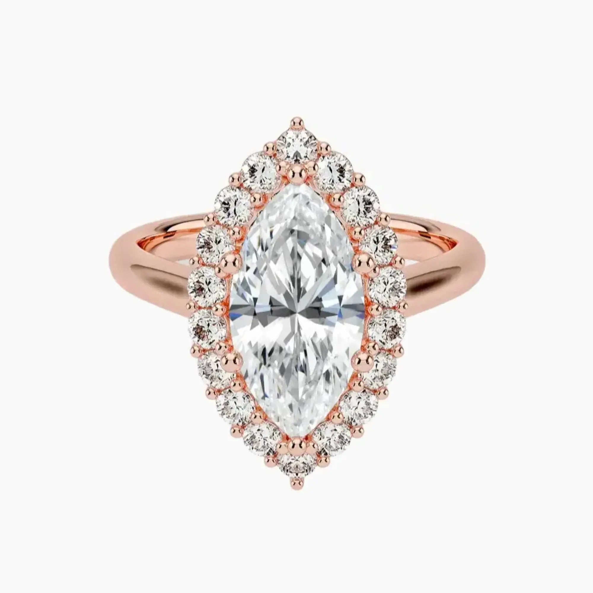 Fiora Marquise Designer 1.5 Carat Lab Grown Diamond Engagement Ring in 14K Rose Gold