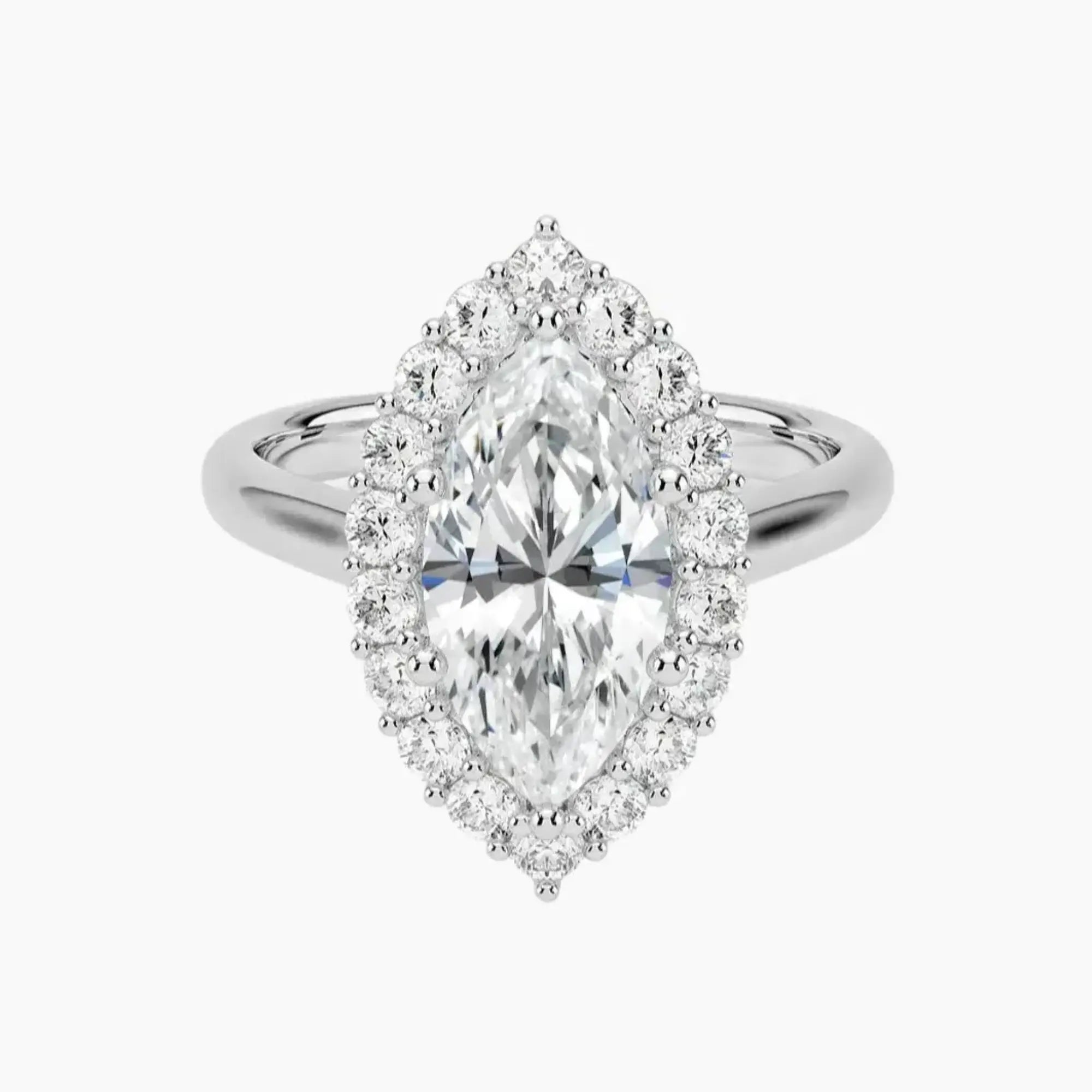 Fiora Marquise Designer 3 Carat Lab Grown Diamond Engagement Ring in 18K White Gold