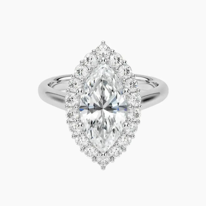 Fiora Marquise Designer 3 Carat Lab Grown Diamond Engagement Ring in 18K White Gold