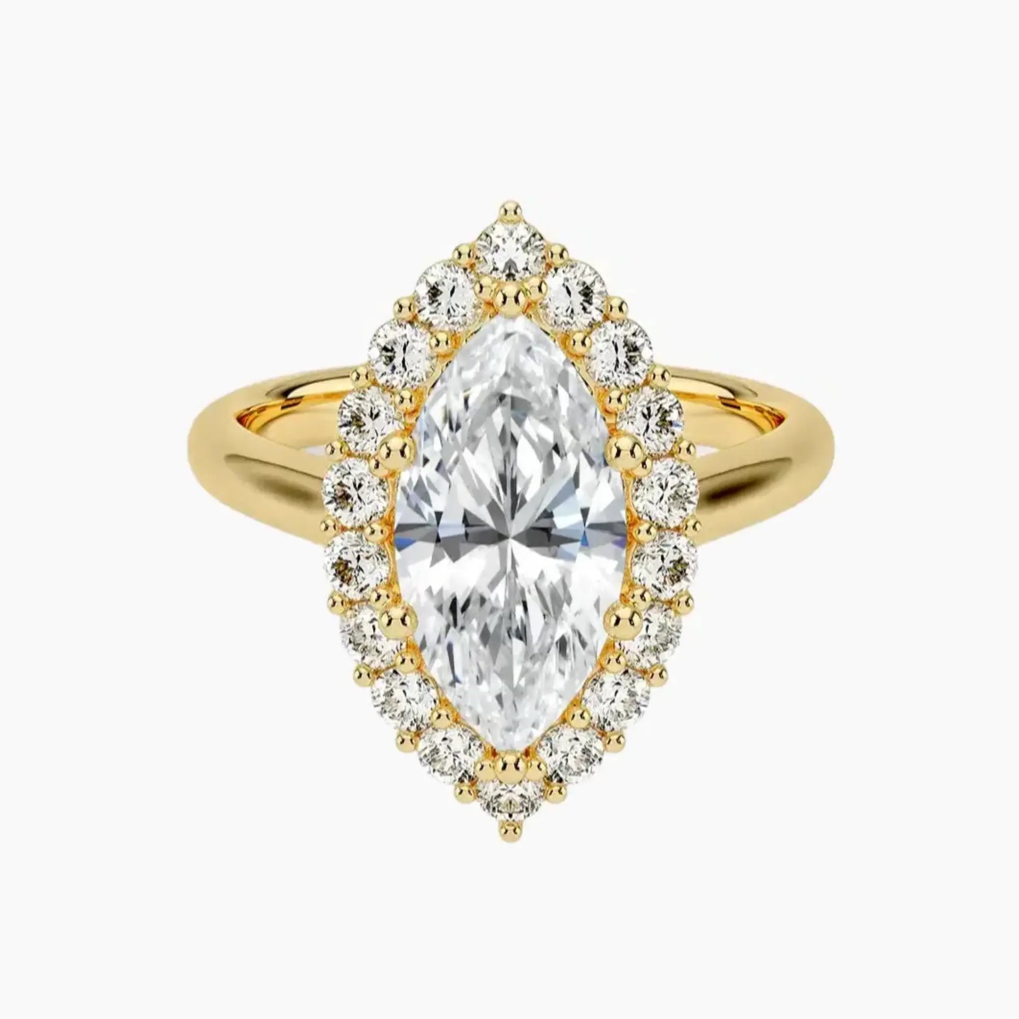Fiora Marquise Designer 3 Carat Lab Grown Diamond Engagement Ring in 14K White Gold