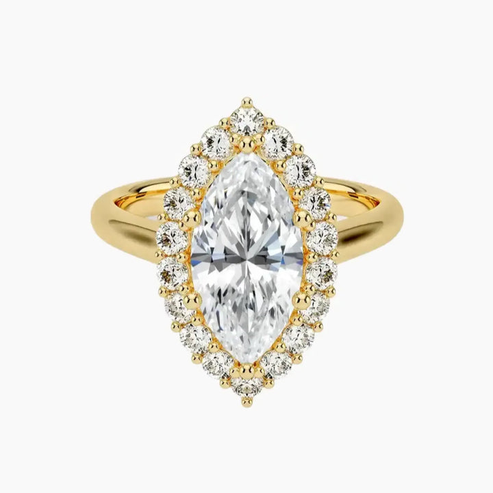 Fiora Marquise Designer 2 Carat Lab Grown Diamond Engagement Ring in 18K Yellow Gold