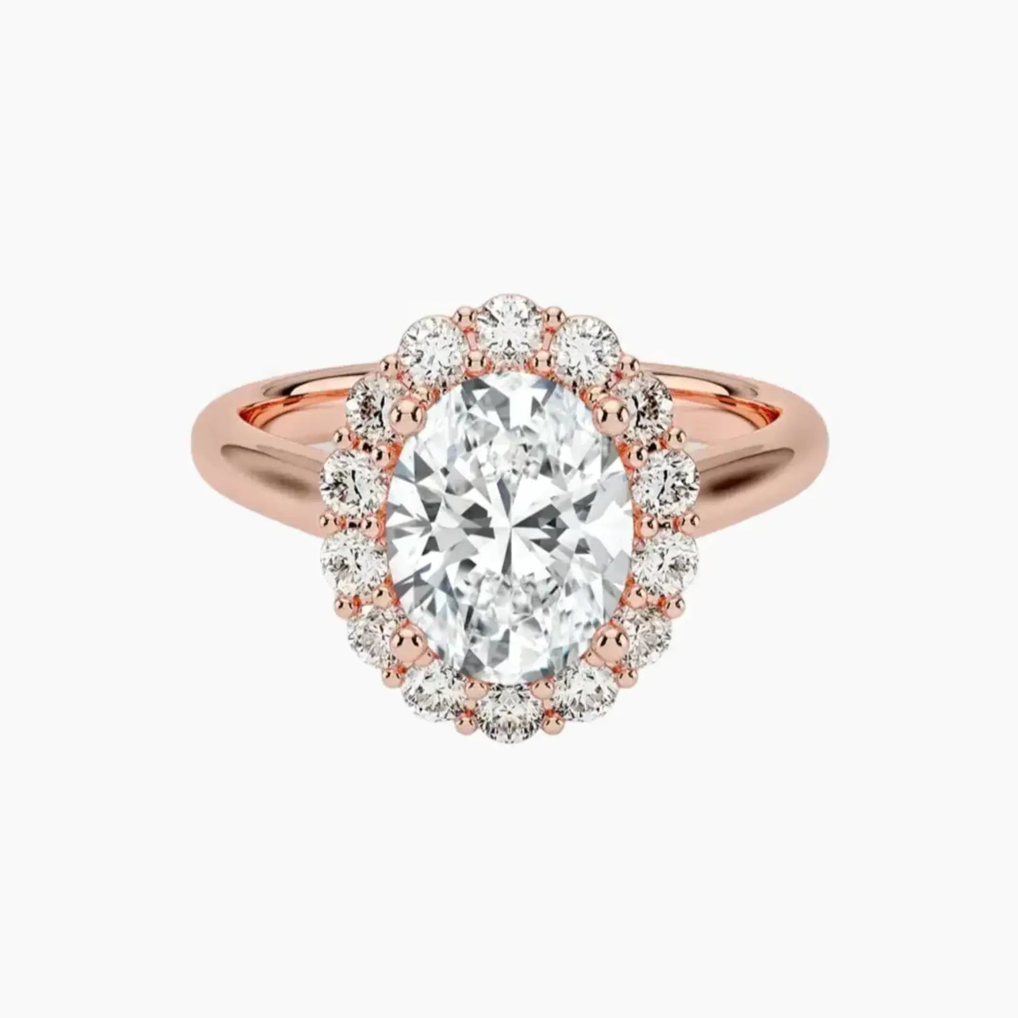 Fiora Oval Designer 1.5 Carat Lab Grown Diamond Engagement Ring in 18K Rose Gold