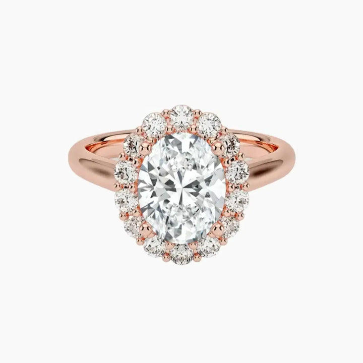Fiora Oval Designer 3 Carat Lab Grown Diamond Engagement Ring in 14K Rose Gold