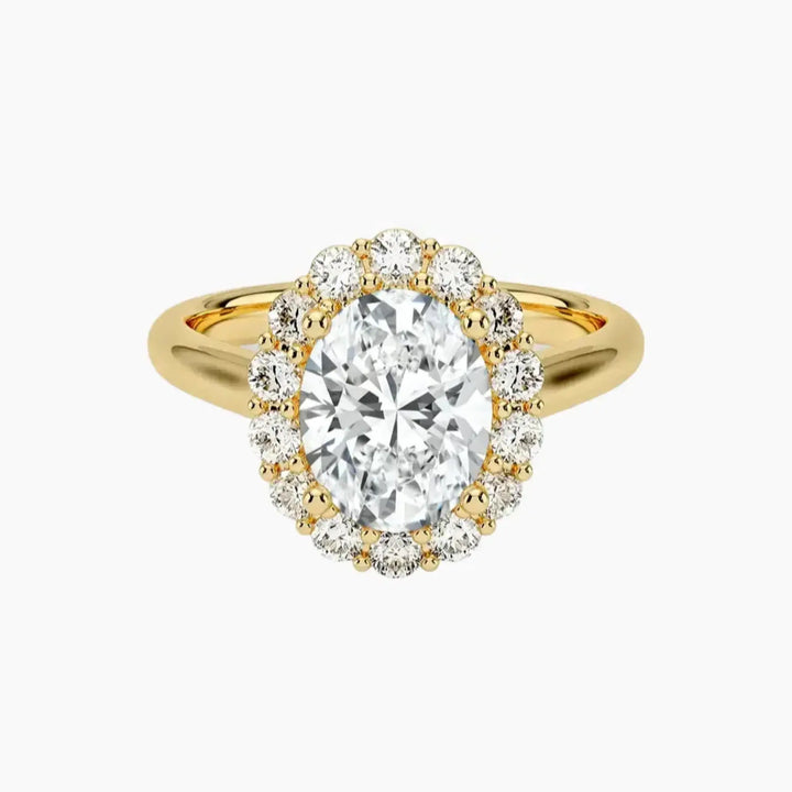 Fiora Oval Designer 3 Carat Lab Grown Diamond Engagement Ring in 14K Yellow Gold