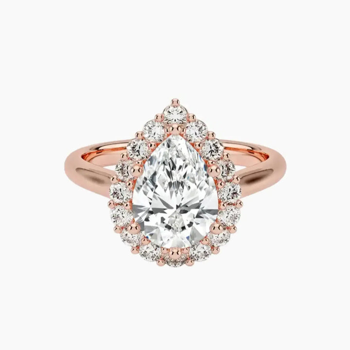 Fiora Pear Designer 1.5 Carat Lab Grown Diamond Engagement Ring in 18K Rose Gold