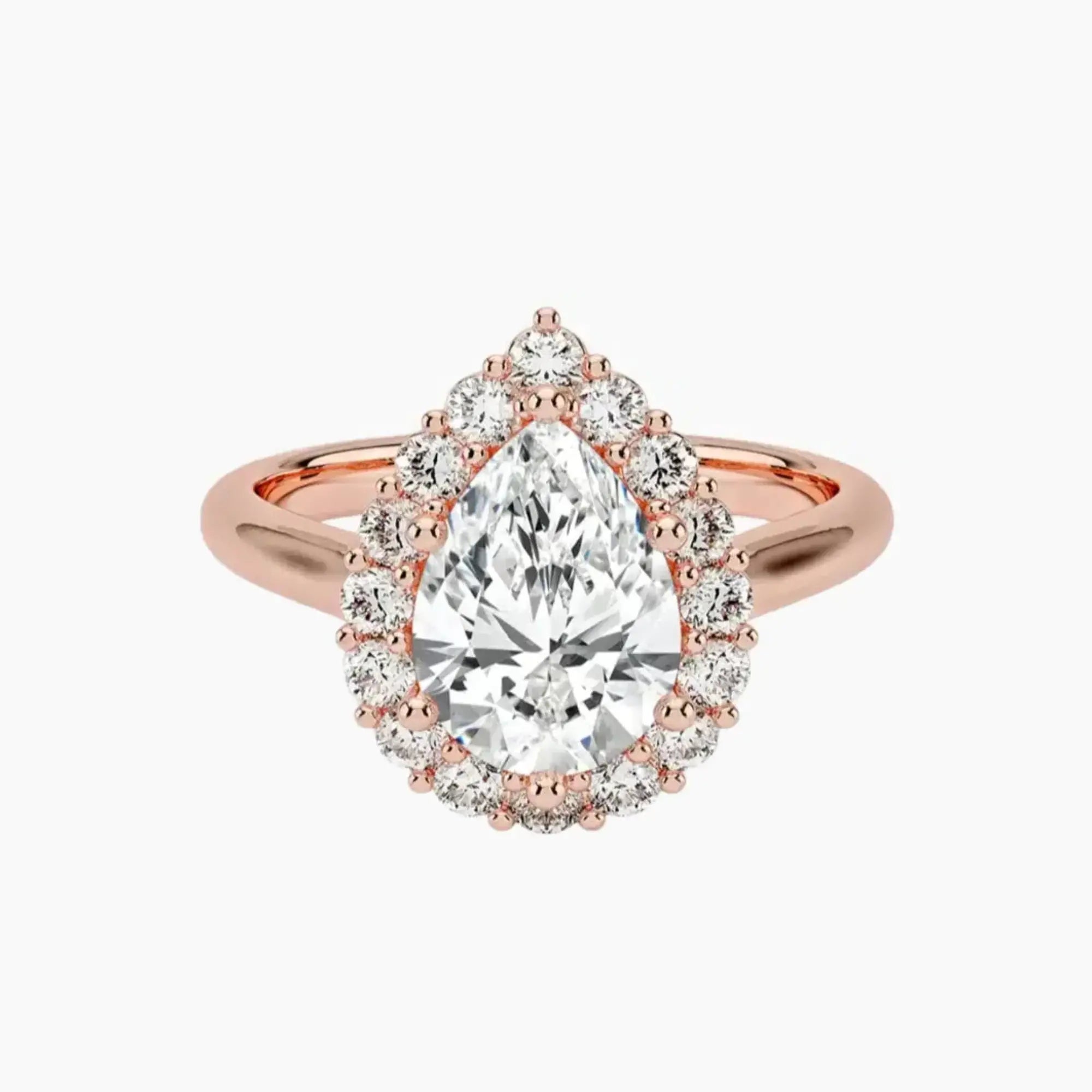 Fiora Pear Designer 3 Carat Lab Grown Diamond Engagement Ring in 14K White Gold