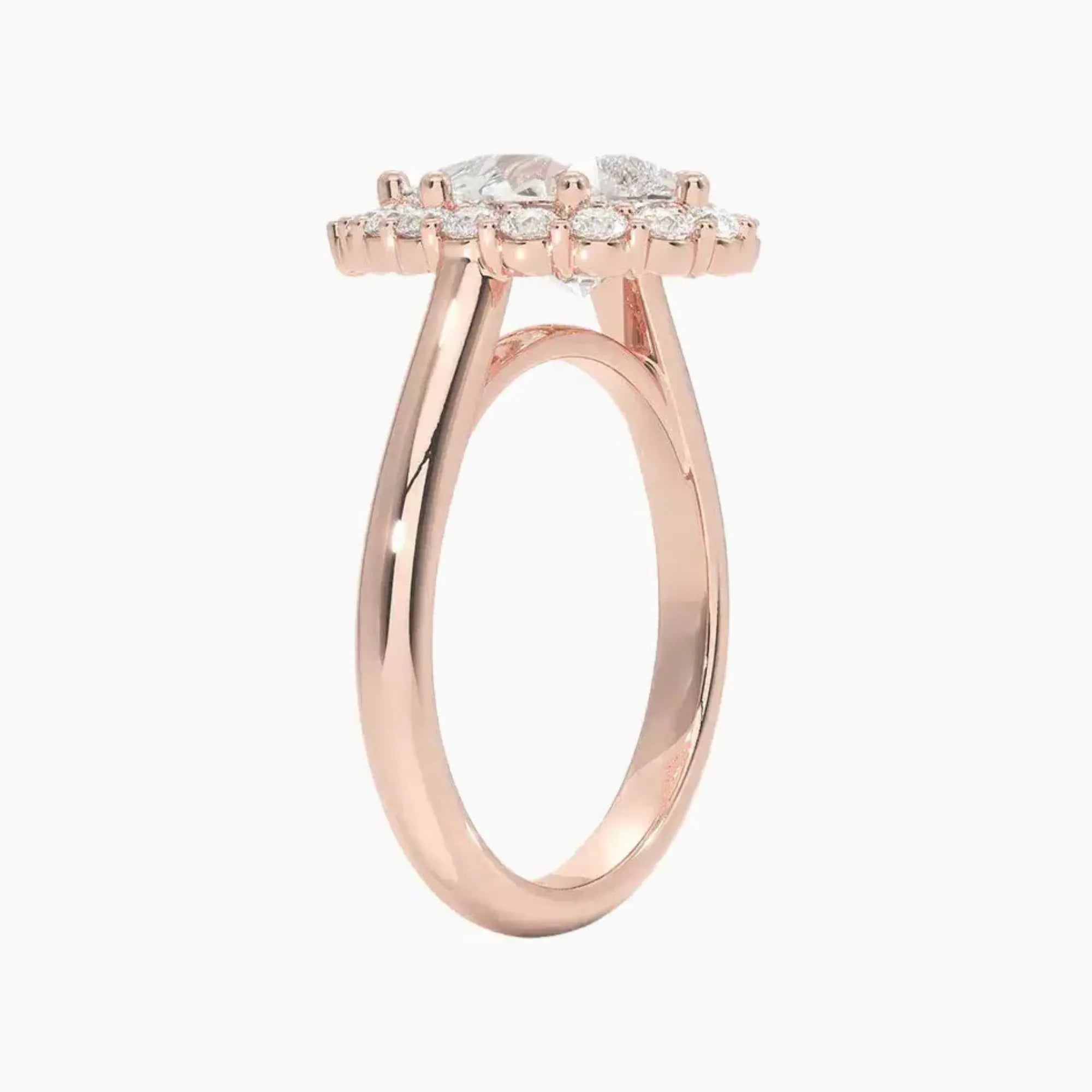 Fiora Pear Designer Diamond Ring Setting in 14K Rose Gold