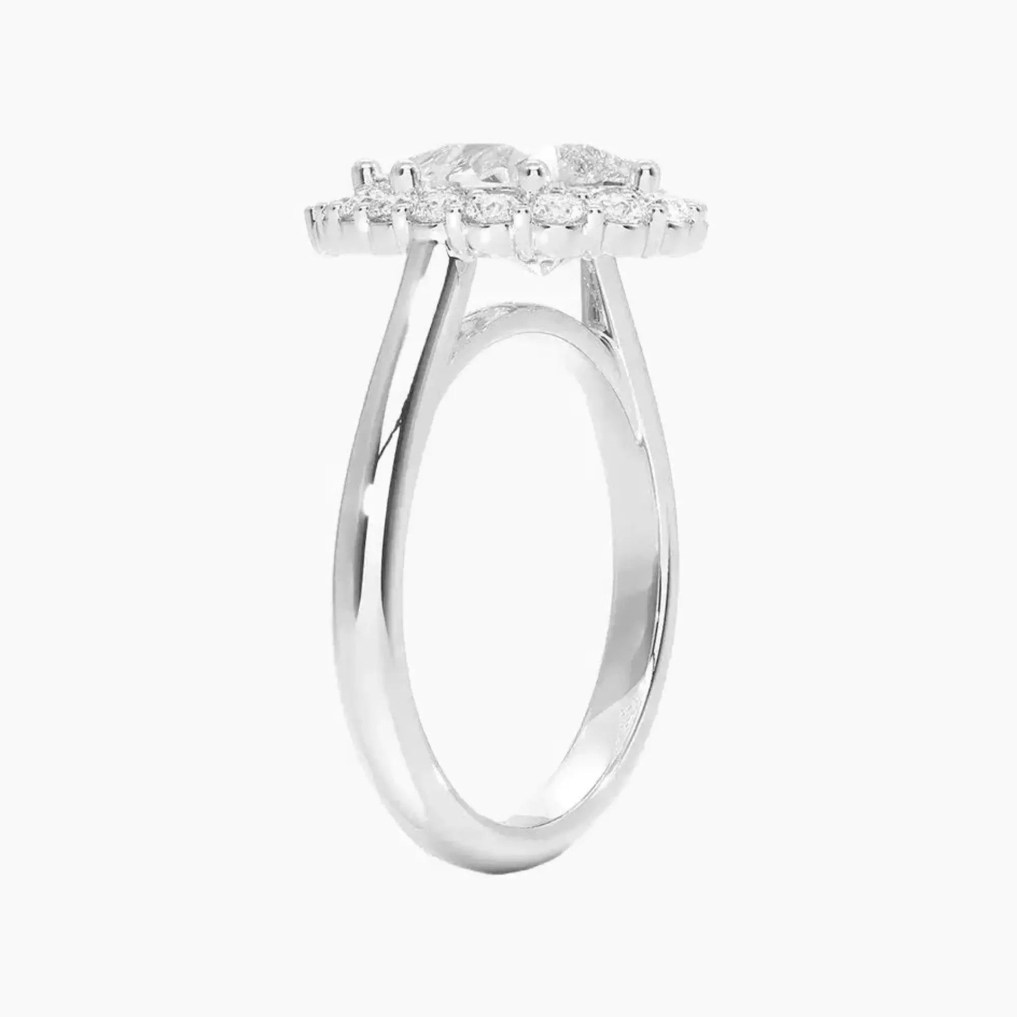 Fiora Pear Designer 1.5 Carat Lab Grown Diamond Engagement Ring in 18K White Gold
