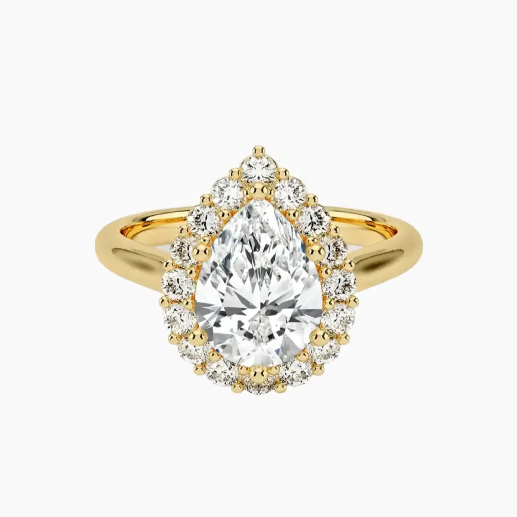 Fiora Pear Designer Diamond Ring Setting in 14K White Gold