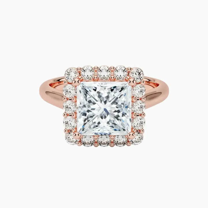 Fiora Princess Designer 2 Carat Lab Grown Diamond Engagement Ring in 14K Rose Gold
