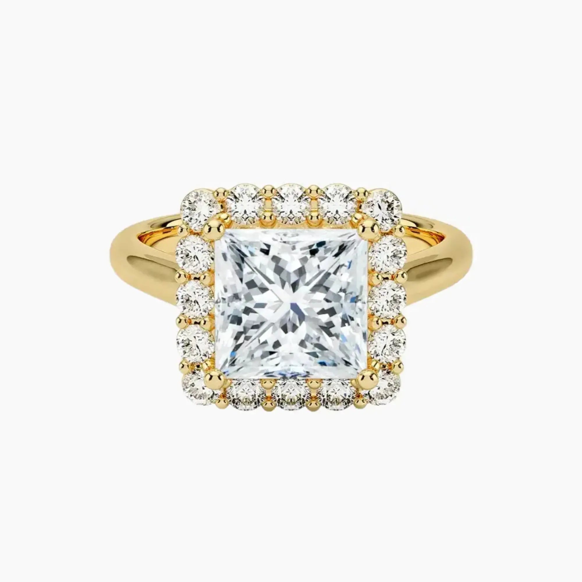 Fiora Princess Designer 3 Carat Lab Grown Diamond Engagement Ring in 14K Yellow Gold