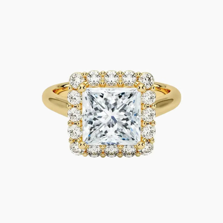 Fiora Princess Designer 3 Carat Lab Grown Diamond Engagement Ring in 14K Yellow Gold